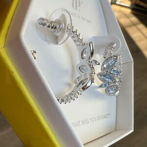 BP Rare Unicorn hoop earrings blue zircon spinel rhodium